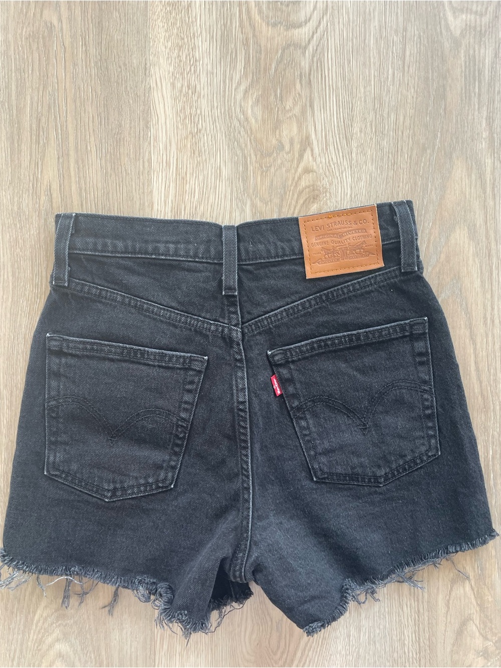 Levi's Ribcage Black Denim High-Waist Cutoff Shorts